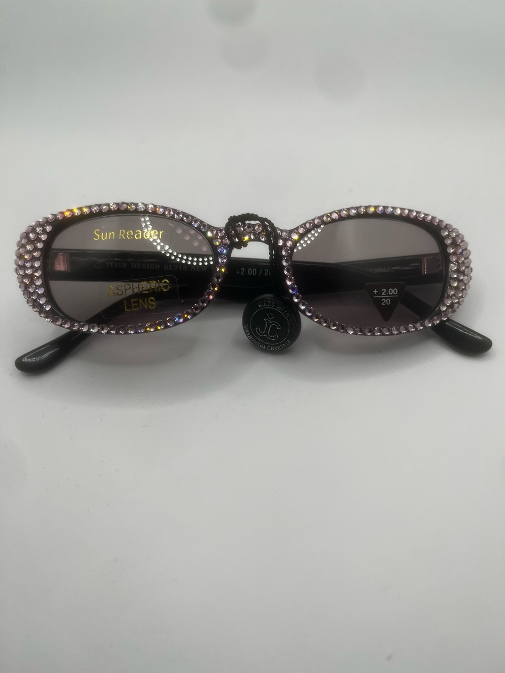 Jimmy Crystal GL716 Reading Glasses – +2.00 Magnification – Rhinestone Embellish